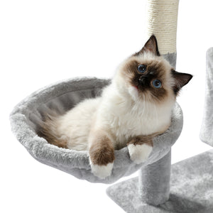 Cat Tree 56 Inches Cat Tower for Multiple Cats and Kittens with Super Large Perch Double Condo Hammock and Scratching Post-Grey