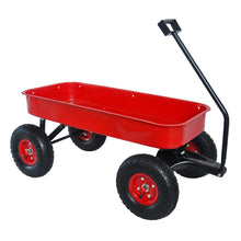 Load image into Gallery viewer, Outdoor Wagon All Terrain Pulling w/Wood Railing Air Tires Children Kid Garden（Red）
