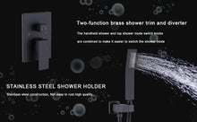 Load image into Gallery viewer, Shower System Shower Faucet Combo Set Wall Mounted with 10&quot; Rainfall Shower Head and handheld shower faucet, Matt Black Finish with Brass Valve Rough-In
