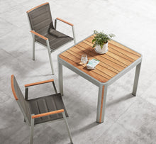 Load image into Gallery viewer, Geneva Patio Furniture, 5 Pieces Bistro Set, with Single Sofa Club Chair, and Side Table with Aluminium Textilene and Teak
