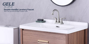 2-Handle 4-Inch Brushed Nickel Bathroom Faucet, Bathroom Vanity Sink Faucets with Pop-up Drain and Supply Hoses