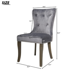 TOPMAX Victorian Dining Chair Button Tufted Armless Chair Upholstered Accent Chair,Nailhead Trim,Chair Ring Pull Set of 2 (Grey)
