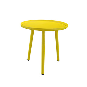 Outdoor Coffee Side Table Aluminum End Table Rust-Resistant 3 Legged Modern Small Table for Living Room Bedroom Patio Garden (Yellow)