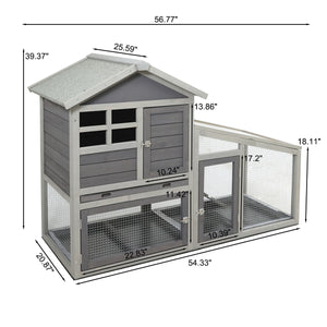 Rabbit Hutch Indoor and Outdoor,Rabbit cage with Deeper No LeakageTray, Bunny Cage with Removable Bottom Wire Mesh & PVC Layer, Upgrade Version RH447