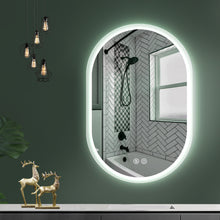 Load image into Gallery viewer, 32X20 Inch Bathroom Mirror with Lights, Anti Fog Dimmable LED Mirror for Wall Touch Control, Frameless Oval Smart Vanity Mirror Vertical Hanging
