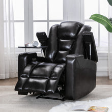 Load image into Gallery viewer, Orisfur. Power Motion Recliner with USB Charging Port and 360° Swivel Tray Table, Home Theater Chair with Cup Holders design and Hidden Arm Storage
