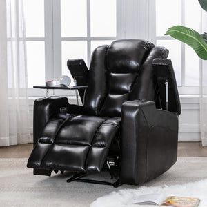Orisfur. Power Motion Recliner with USB Charging Port and 360° Swivel Tray Table, Home Theater Chair with Cup Holders design and Hidden Arm Storage