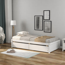 Load image into Gallery viewer, Twin Bed with 2 Drawers, Solid Wood, No Box Spring Needed ，White
