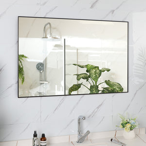 36x26 inches Modern Black Bathroom Mirror with Aluminum Frame Vertical or Horizontal Hanging Decorative Wall Mirrors for Living Room Bedroom