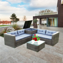 Load image into Gallery viewer, 4 Piece Patio Sectional Wicker Rattan Outdoor Furniture Sofa Set with Storage Box Grey
