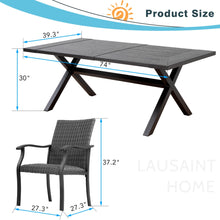 Load image into Gallery viewer, LAUSAINT HOME 6 - Person 74&quot; Long Patio Dining Set with Rattan Chairs and Rectangular Aluminum Table for Garden, Yard
