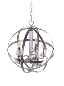 5-Light Candle Style Globe Chandelier Vintage Silver