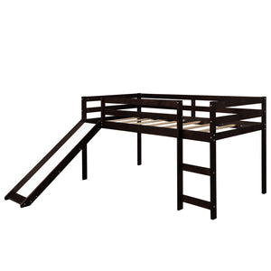 Loft Bed with Slide, Multifunctional Design, Twin(Espresso)