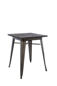 Industrial Antique Rustic Metal Indoor/Outdoor Dining Table With Wood Top