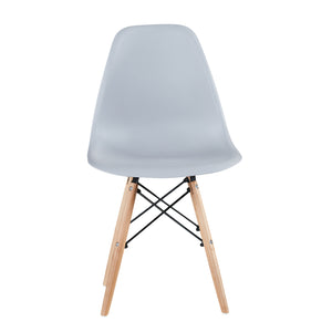 Light Gray simple fashion leisure plastic chair environmental protection PP material thickened seat surface solid wood leg dressing stool restaurant outdoor cafe chair set of 1