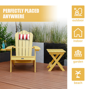 TALE Adirondack Portable Folding Side Table Square All-Weather and Fade-Resistant Plastic Wood Table Perfect for Outdoor Garden, Beach, Camping, Picnics Yellow
