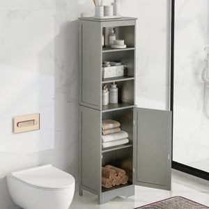 Tall Bathroom Cabinet, Freestanding Storage Cabinet with Door, MDF Board, Adjustable Shelf, Grey