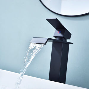 Waterfall Spout Bathroom Faucet,Single Handle Bathroom Vanity Sink Faucet