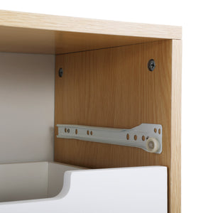 Set of 2 Bedroom Storage Nightstand Shelf with 2 Drawers - Wood