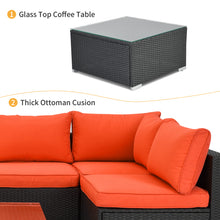 Load image into Gallery viewer, LAUSAINT HOME 7 Pieces Patio Furniture Sets,Luxury Outdoor All Weather PE Rattan Wicker Lawn Conversation Sets,Garden Sofa Set with Coffee Table and Couch Cushions for Backyard, Pool (Orange-7PCS)
