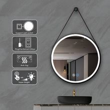 Load image into Gallery viewer, 24 Inch Black Round Frame with Lamp Hanging Bathroom Mirror
