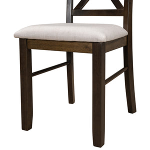 TOPMAX 2 Pieces Farmhouse Rustic Wood Kitchen Upholstered X-Back Dining Chairs, Brown+Beige
