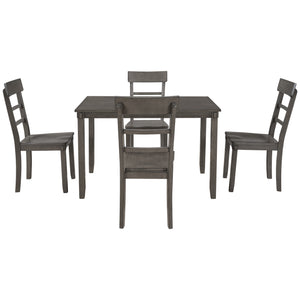TREXM  5-piece Kitchen Dining Table Set Wood Table and Chairs Set for Dining Room (Gray)