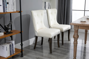 TOPMAX Dining Chair Tufted Armless Chair Upholstered Accent Chair,Set of 2 (Cream)