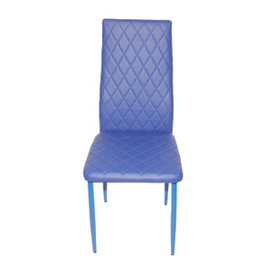 Retro style dining chair hotel dining chair conference chair outdoor activity chair pu leather high elastic fireproof sponge dining chair four-piece set（blue)