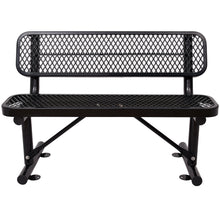Load image into Gallery viewer, 4 ft. Outdoor Steel Bench with Backrest BLACK
