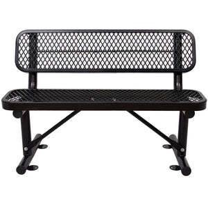 4 ft. Outdoor Steel Bench with Backrest BLACK