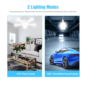 LED Garage Light Deformable E26/E27 Garage Lights LED 8000LM 100W Ceiling Light LED Adjustable Light Garage Light with 5 Panels