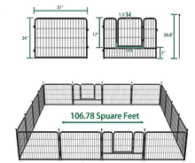 Load image into Gallery viewer, Dog Pen Indoor, 16 Panels 24-inch-high Dog Playpen for Small/Medium/Puppy Dogs, Rabbits Ducks, Heavy Duty Metal Pet Fence Outdoor Enclosure Kennel for RV Camping Play Yard
