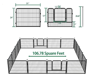 Dog Pen Indoor, 16 Panels 24-inch-high Dog Playpen for Small/Medium/Puppy Dogs, Rabbits Ducks, Heavy Duty Metal Pet Fence Outdoor Enclosure Kennel for RV Camping Play Yard