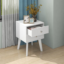 Load image into Gallery viewer, Mid-Century Modern Modern Bedside Table, 2-Drawer with Open Shelves, white
