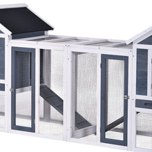 Load image into Gallery viewer, TOPMAX 123.6&quot; Large Outdoor Wooden Chicken Coop Poultry Cage Rabbit Hutch Small Animal House with 2 Ramps for 6 Chickens, Gray+White Color
