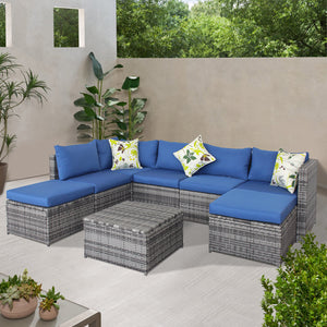 Outdoor Sectional Wicker Rattan Sofa Set with Cushion