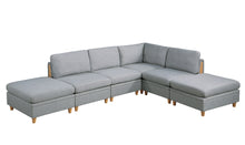 Load image into Gallery viewer, Living Room Furniture Ottoman Light Grey Dorris Fabric 1pc Cushion ottomans Wooden Legs
