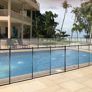12x4 Ft Outdoor Pool Fence With Section Kit,Removable Mesh Barrier,For Inground Pools,Garden And Patio,Black