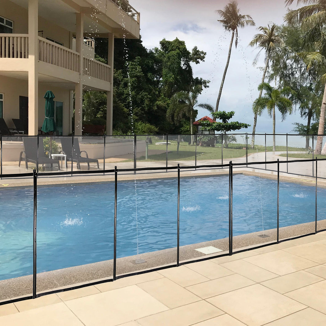 24x4 Ft Outdoor Pool Fence With Section Kit,Removable Mesh Barrier,For Inground Pools,Garden And Patio,Black