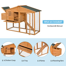 Load image into Gallery viewer, TOPMAX 73.6”Large Wooden Chicken Coop Small Animal House Rabbit Hutch with Tray and Ramp, Natural Color
