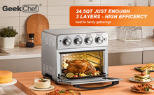 Load image into Gallery viewer, Geek Chef Air Fry Oven, Countertop Toaster Oven, 3-Rack Levels, 16 Preset Modes, Stainless Steel (23Qt 1700W)
