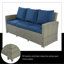 Load image into Gallery viewer, U_Style 5 Piece Rattan Sectional Seating Group with Cushions and table, Patio Furniture Sets, Outdoor Wicker Sectional

