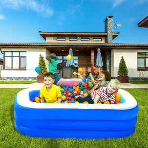 Family Inflatable Swimming Pool Three-layer Printing, Above Ground PVC Outdoor  Toy Pool for Kids, Babies, Adults, 82.6''W*55''D*25.5''H