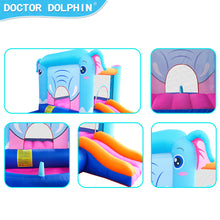 Load image into Gallery viewer, Oxford Fabric 420D+840D Blue Elephant inflatable castle bounce house  slide and jumping  with 350W Blower
