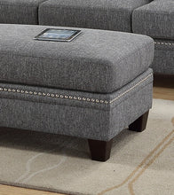 Load image into Gallery viewer, Cocktail Ottoman Cotton Blended Fabric Ash Black Color Nailheads Ottomans
