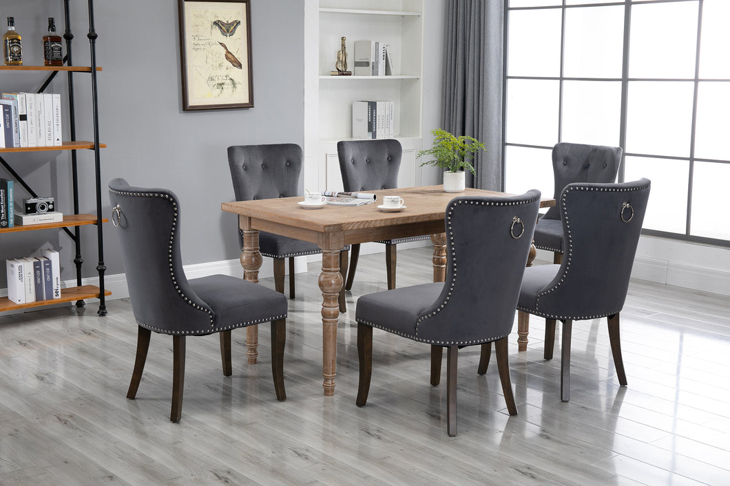 TOPMAX Dining Chair Tufted Armless Chair Upholstered Accent Chair, Set of 6 (Grey)