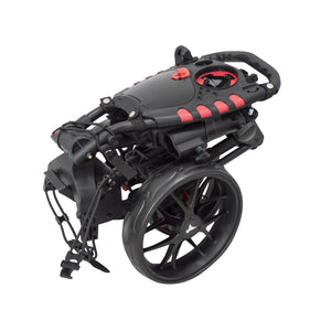 Compact push trolley with competitor folding size and umbrella holder and net