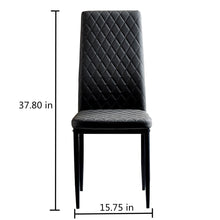 Load image into Gallery viewer, Black modern minimalist dining chair fireproof leather sprayed metal pipe diamond grid pattern restaurant home conference chair set of 6
