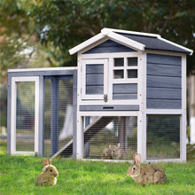 Load image into Gallery viewer, TOPMAX Upgrade Natural Wood House Pet Supplies Small Animals House Rabbit Hutch,Gray+White
